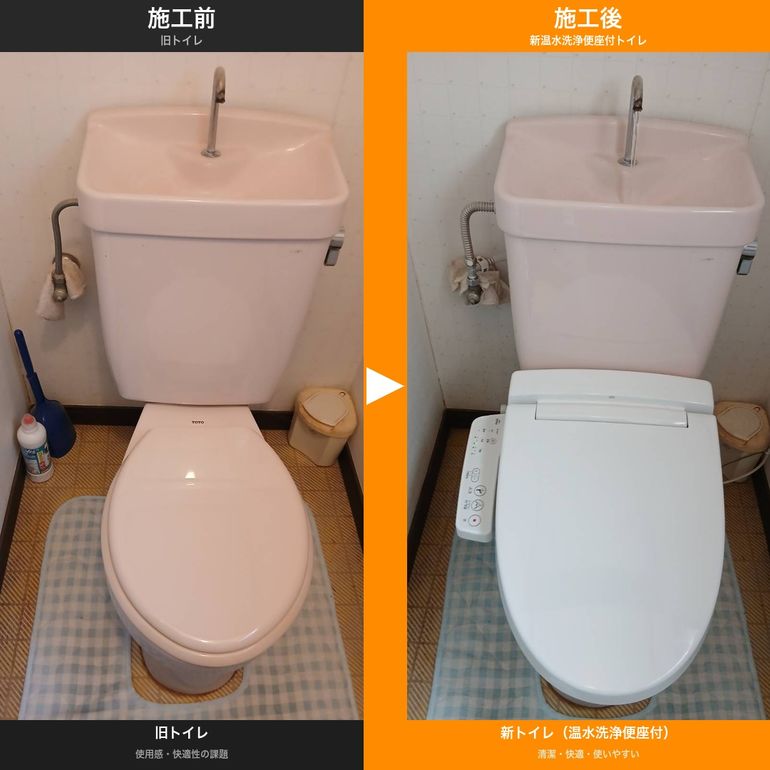 茨城県水戸市】トイレ交換工事｜温水洗浄便座付きで清潔・快適に 